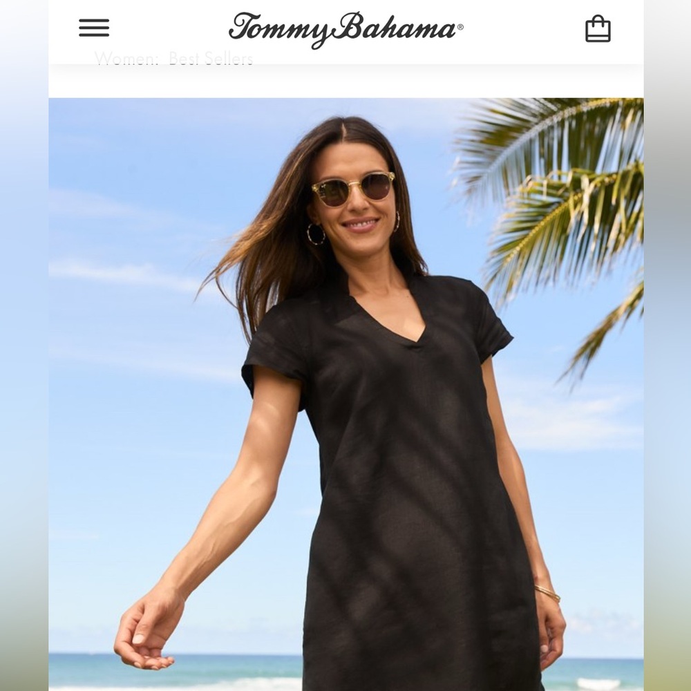 Tommy Bahama - WHITE  -Two Palms Dress- Short-Sleeve Linen Collared Dress NWT
